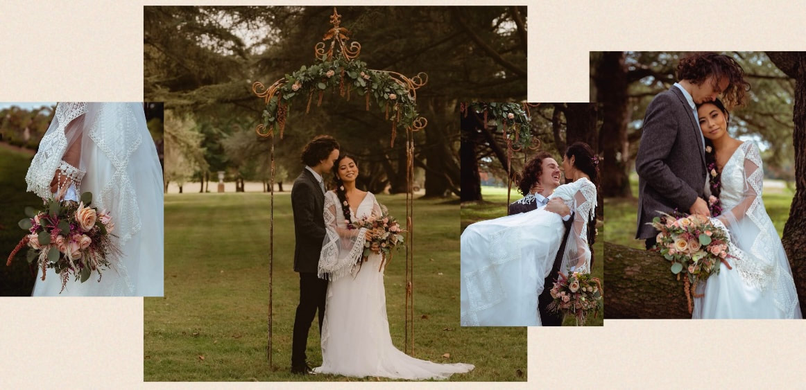 Collage of Wedding Photos from an Elopement at Piney Grove Farms